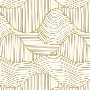 Dunes - Geometric Waves Stripes White Golden Yellow