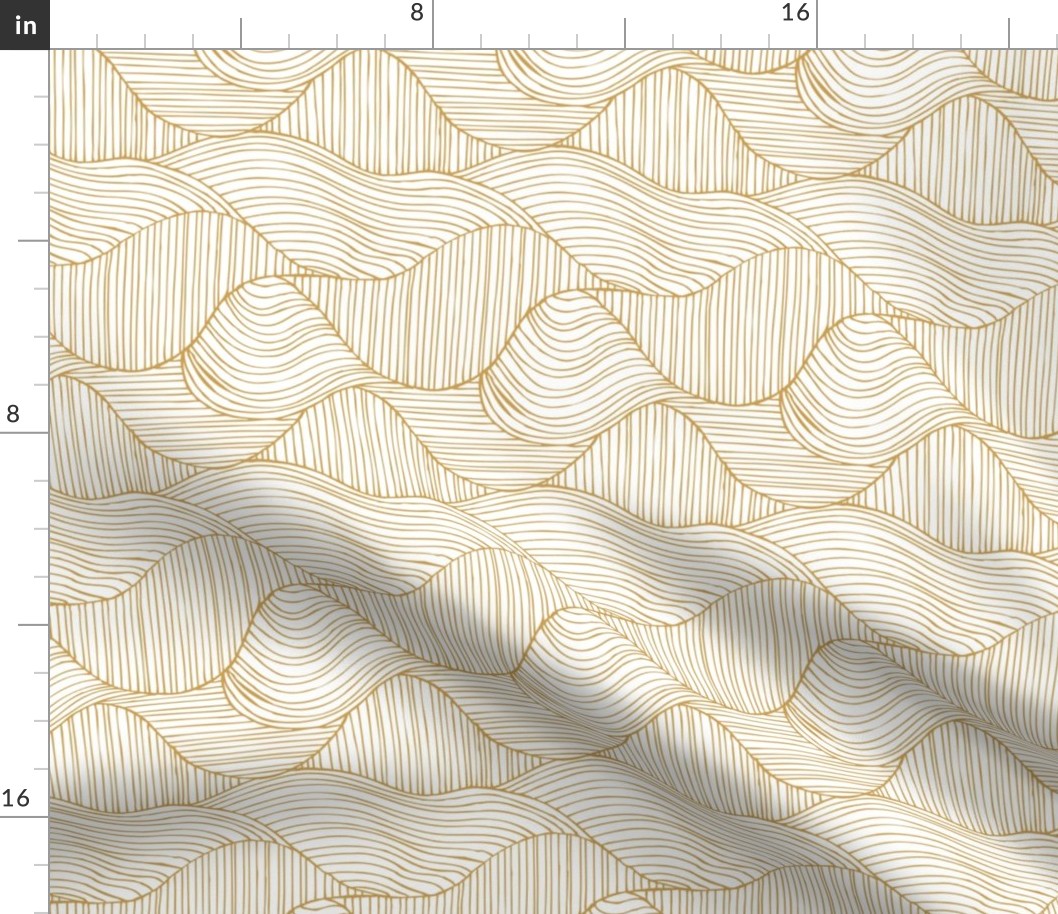 Dunes - Geometric Waves Stripes White Golden Yellow