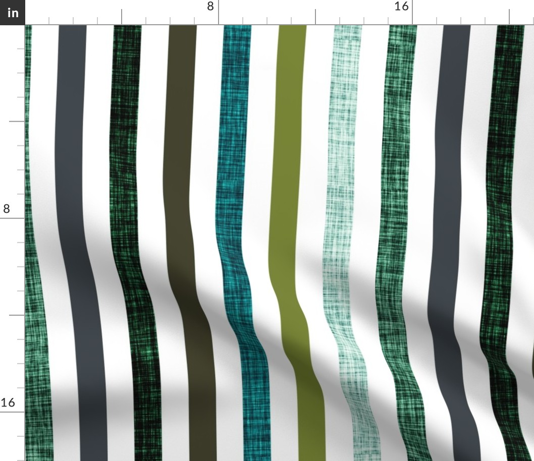 1" rotated linen stripes // olive, summit, green olive, 165-8, blue pine, teal no. 2, 174-15
