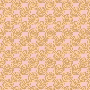 Block Print Lineart Flower in Gold on Blush Pink - Small