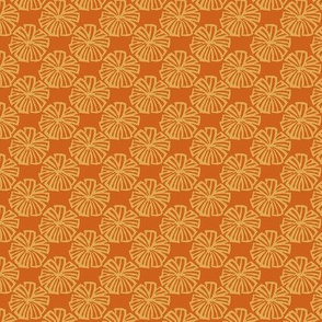 Block Print Lineart Flower in Orange on Pumpkin - Small