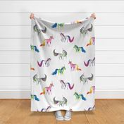 Unicorn Magic - Large Scattered Unicorns on White