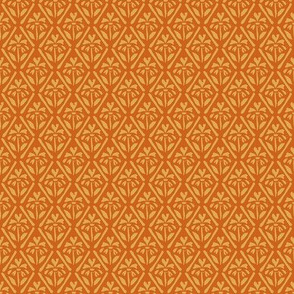 Block Print Diamond Floral in Orange on Pumpkin - Small