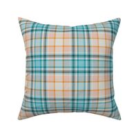 Aqua and Peach White Center Plaid