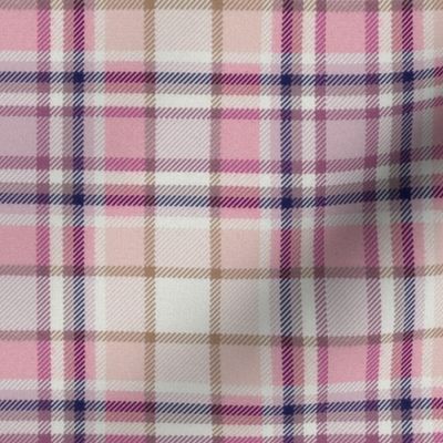 Pale Peach and Pink White Center Plaid