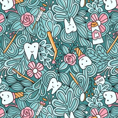 Seamless pattern with white tooth icon on blue background Dentist concept  Vector illustration for design web wrapping paper fabric wallpaper  10526120 Vector Art at Vecteezy
