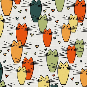 cats - baghira cat vintage - hand-drawn cats - cats fabric