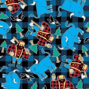 Paul Bunyan and Babe the Blue Ox Blue Buffalo Check Plaid