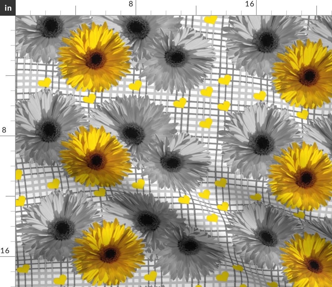 Sunflower Love with Hearts