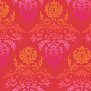 Rainbow Damask (Red)