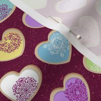 Sugar Cookie Hearts on Raspberry (small scale)