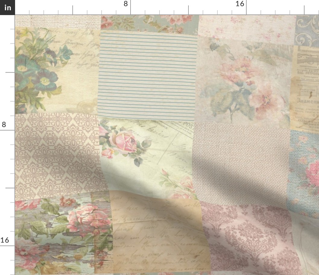 Shabby Floral Patchwork Quilt 6 inch squares