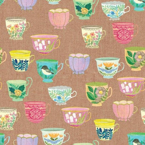Vintage Tea Cups {Linen} medium