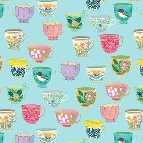 Vintage Tea Cups {Soft Blue} small