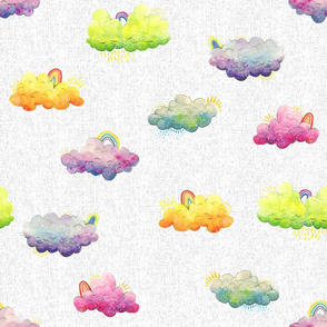 Unicorn Magic - Medium Colourful Clouds Coordinate on Textured Background
