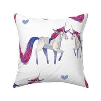 Unicorn Magic - Large Pink-Purple-Blue-Tailed Unicorn on White