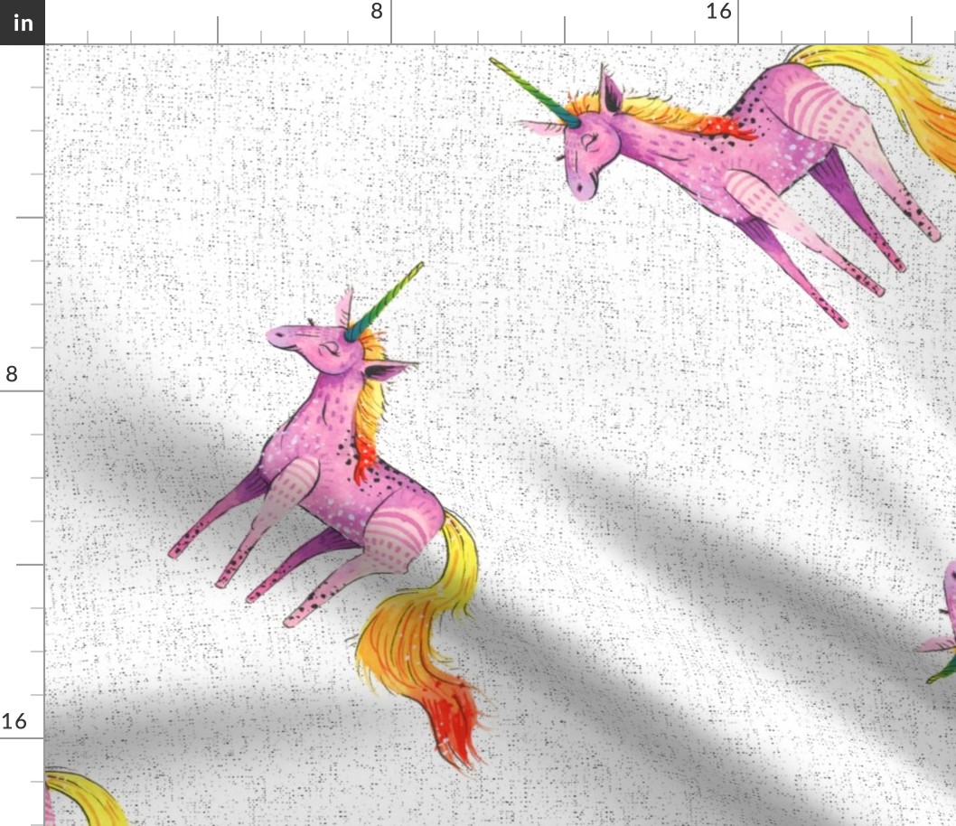 Unicorn Magic - Large Pink Fire-Tail Unicorn on Textured Background