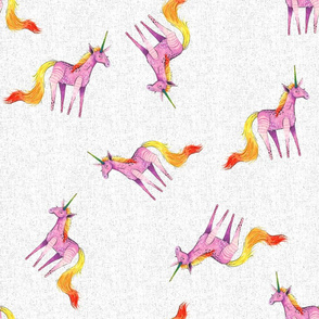 Unicorn Magic - Medium Pink Fire-Tail Unicorn on Textured Background