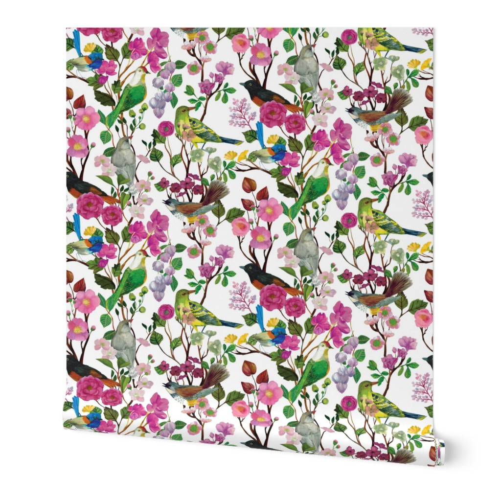 Birds and Blooms Chinoiserie {White} large