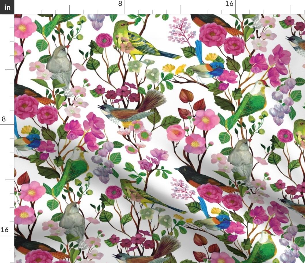 Birds and Blooms Chinoiserie {White} large