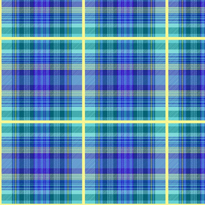 Christopher's Tartan - ocean blue, turquoise, lemon