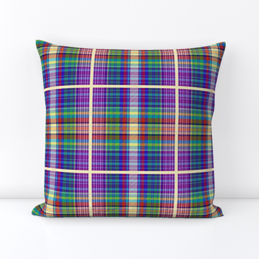 Jake's Tartan - teal, electric blue, violet, lemon