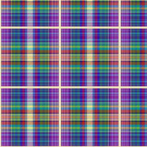 Jake's Tartan - teal, electric blue, violet, lemon