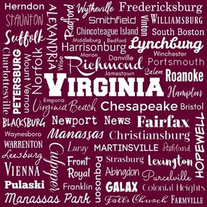 Virginia cities, maroon and white