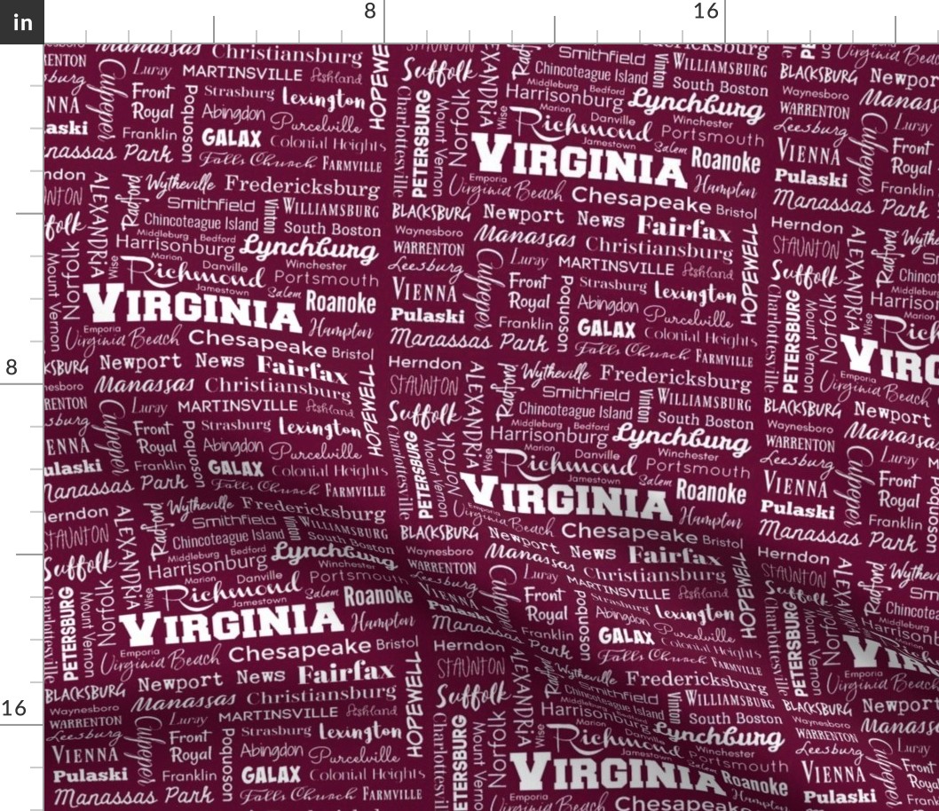 Virginia cities, maroon and white