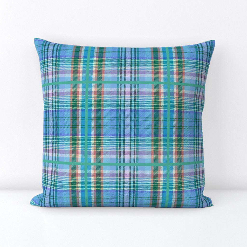 Natalie's Tartan - sea blue, turquoise, sky, mauve