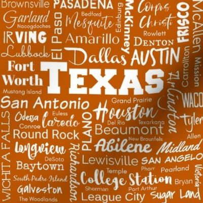 Texas cities, burnt orange