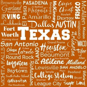 Texas cities, burnt orange