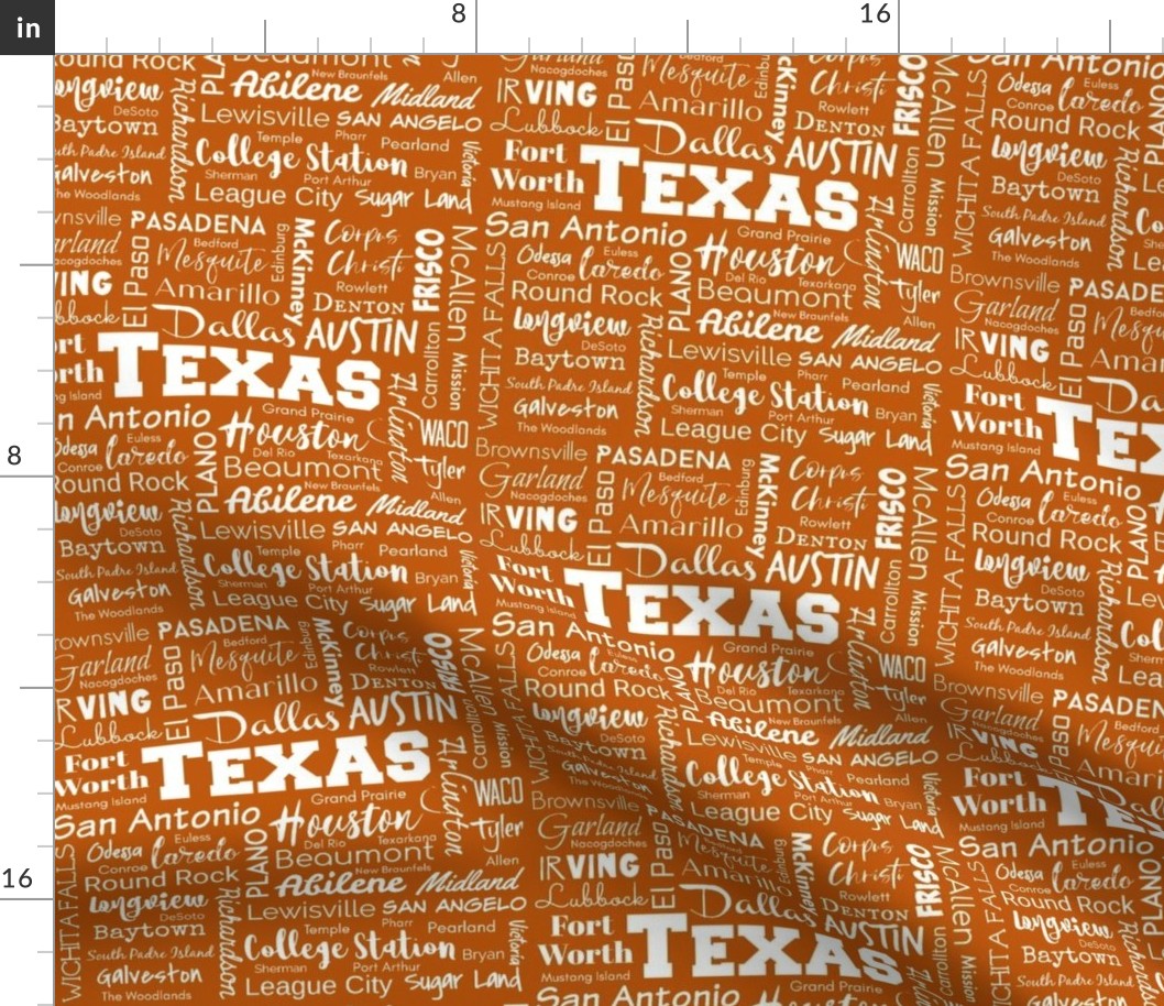 Texas cities, burnt orange