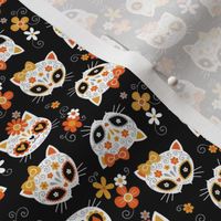 Micro Scale / Cute Halloween Cats / Black Background