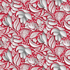 papercut floral red by rysunki_malunki
