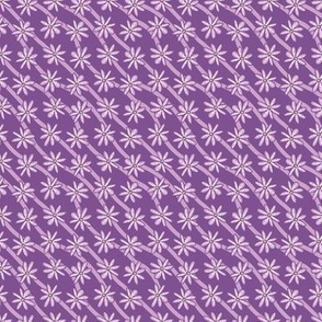 diagonal purple flowers stripes by rysunki_malunki