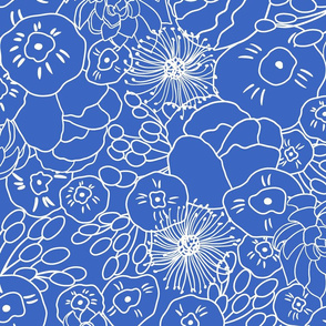 flower outlines bright blue/large