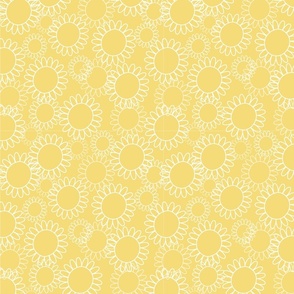 Simple Line Art Sunflowers - Bright Yellow - 10"