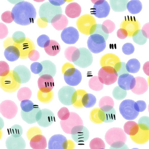 Watercolor Circles Blue Yellow Red Yellow