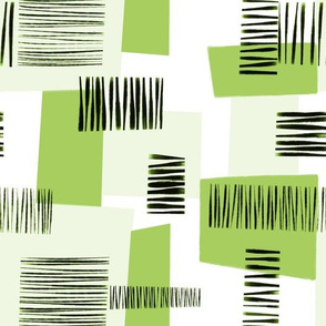 Mod Art Collage Green Black White