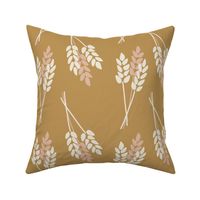 Wheat Plants: Fall Thanksgiving V3 Wheat Harvest Nature Crop Autumn Leaves Fall Pink And White On Gold - L