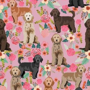 golden doodle floral fabric - vintage florals - mixed coats - pink