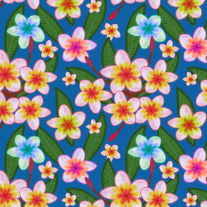 Frangipani Garden - indigo blue, large 