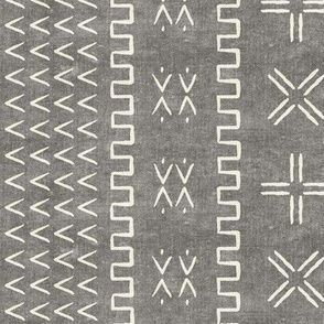 (small scale) mud cloth - arrow & cross - grey - mud cloth inspired home decor wallpaper - LAD19BS