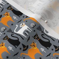 Black White and Orange Witch's Cats, Halloween Colors, Small