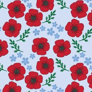 Poppies and forget me nots on blue (small)