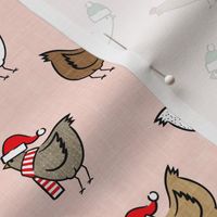 Christmas Chickens - Holiday - cute chickens on pink - LAD20