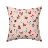 Christmas Chickens - Holiday - cute chickens on pink - LAD20