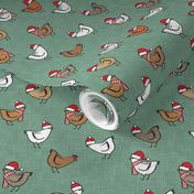 Christmas Chickens - Holiday - cute chickens on sage - LAD20