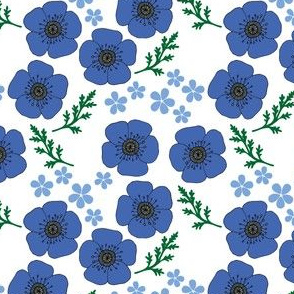 Blue vintage style poppies (small)